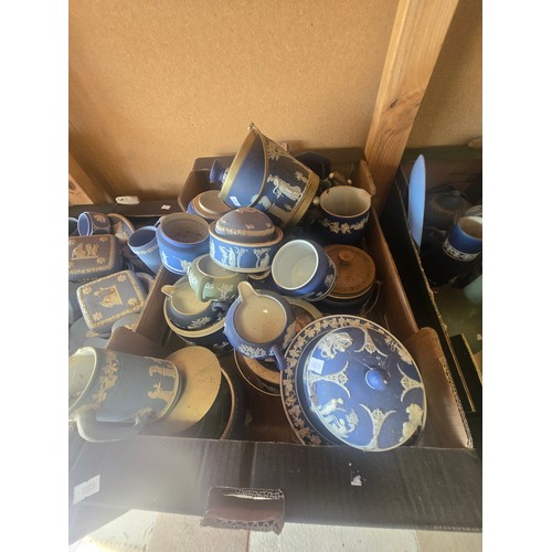1146 - Five boxes of Wedgwood Jasperware mainly in pale blue but some dark royal blue