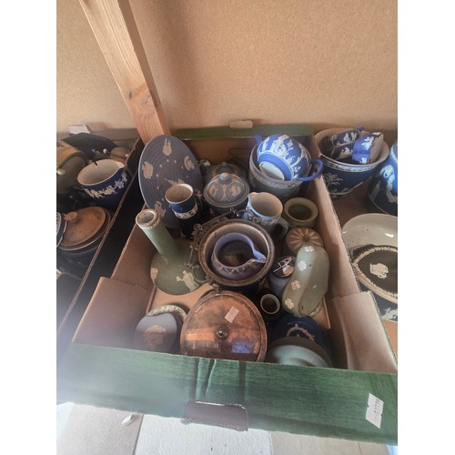 1146 - Five boxes of Wedgwood Jasperware mainly in pale blue but some dark royal blue