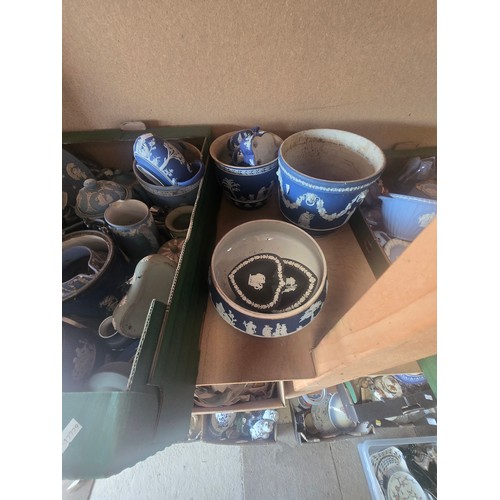 1146 - Five boxes of Wedgwood Jasperware mainly in pale blue but some dark royal blue