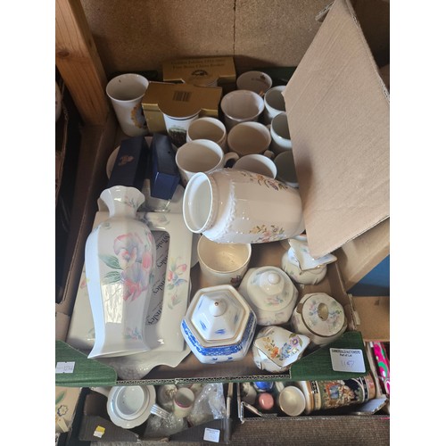 1147 - Three boxes of ceramic collectables including Coalport, commemorative mugs, Aynsley etc etc