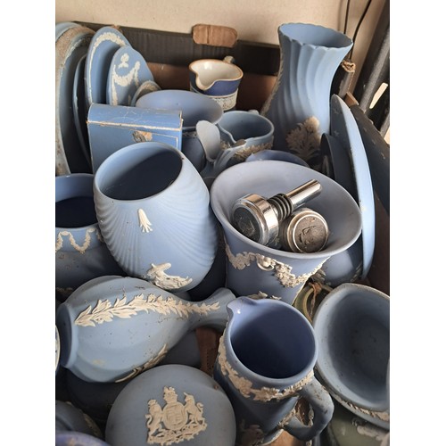 1169 - x4 boxes of Wedgwood Jasperware incl planters, pitcher, pin dishes and vases