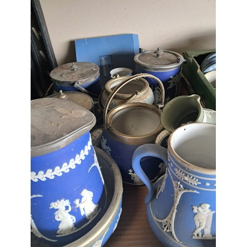 1169 - x4 boxes of Wedgwood Jasperware incl planters, pitcher, pin dishes and vases