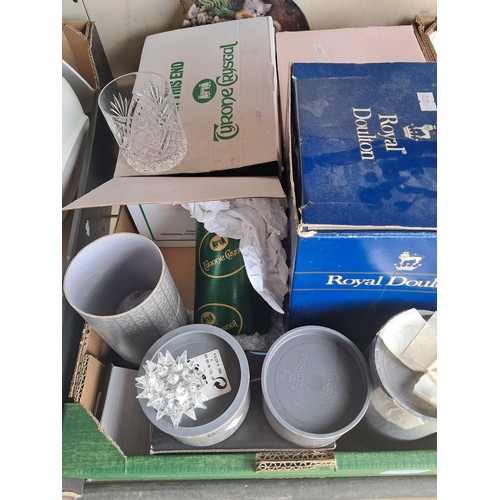 1170 - x4 boxes of misc. incl glassware and crockery, Royal Doulton Lady HN2339 