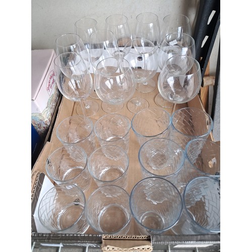 1170 - x4 boxes of misc. incl glassware and crockery, Royal Doulton Lady HN2339 