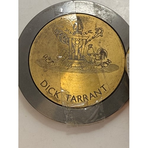 491 - A travel alarm clock, cylindrical metal with spin-off hinged cover, the dial signed Tiffany & Co, wi... 