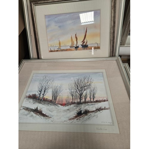 1211 - A collection of 14 paintings mainly water colours by Liz Wright