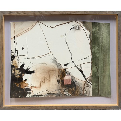555 - ARR Jacquie Denby B.1939, Mixed media abstract on paper, framed, signed and dated 2013 to lower cent... 
