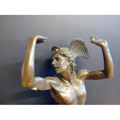 1 - Bronze sculpture of the Roman messenger God Mercury.  Height 66cm
