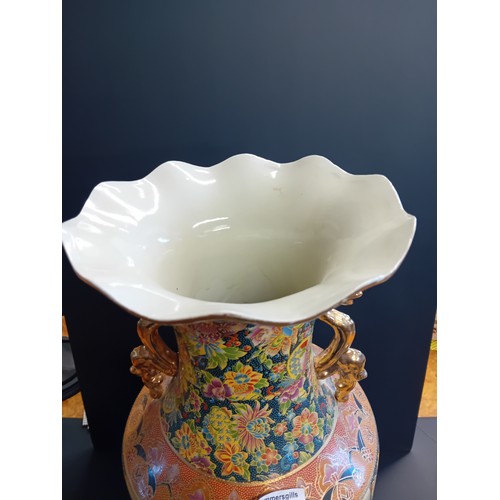 3 - A 20th century decorative vase in the Satsuma or Morriage style.  Height 60cm