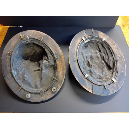 5 - A pair of bronze relief plaques.  One depicting Jesus Christ with a crown of thorns.  The other plaq... 