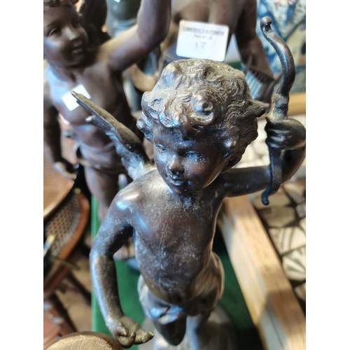 13 - Bronze Five Cherubs (4 pedestals) by artists Duchoiselle (the largest), Augusto Rivalta  (the smalle... 