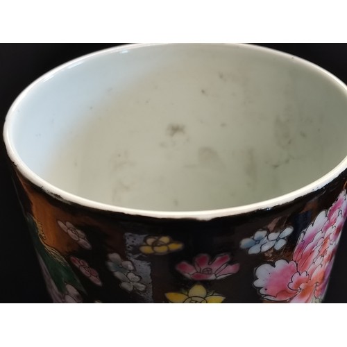 34 - A large Chinese Famille Noire bottle neck vase, 53cm high