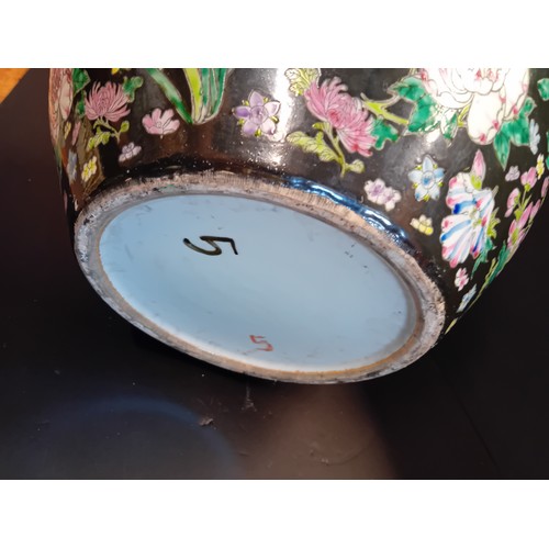 34 - A large Chinese Famille Noire bottle neck vase, 53cm high