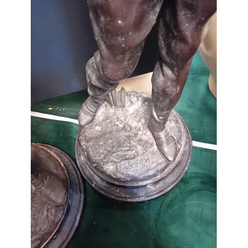 48 - A pair of Auguste Moreau (French 1834-1917) Fencing Figures.  Mounted on circular wooden plinths.  H... 
