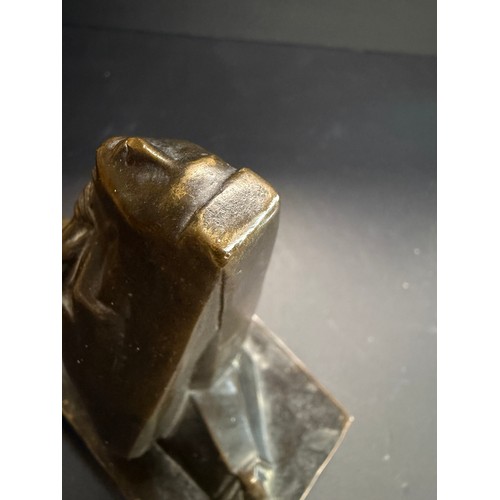 68 - Jocelyn Horner (1902-1973), Kneeling nun with hands clasped to breast, bronze, Art Deco angular styl... 