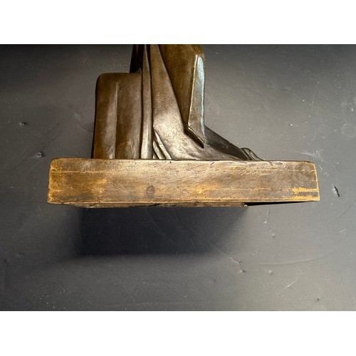 68 - Jocelyn Horner (1902-1973), Kneeling nun with hands clasped to breast, bronze, Art Deco angular styl... 
