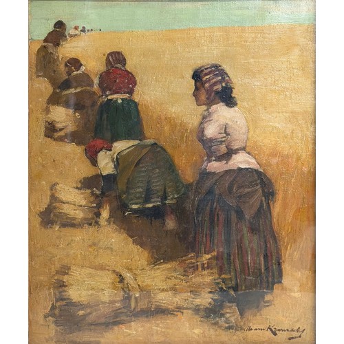 William Kennedy (Scottish, 1859-1918), Slavic women harvesting, oil on canvas, signed lower right, framed and glazed. 49cm by 39cm
