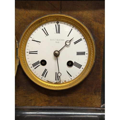 696 - Wall clock, slate mantel clock, 1930s oak cased mantel clock by Garrard Swindon, mantel clock by A &... 