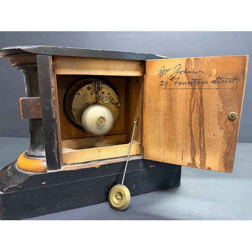 696 - Wall clock, slate mantel clock, 1930s oak cased mantel clock by Garrard Swindon, mantel clock by A &... 