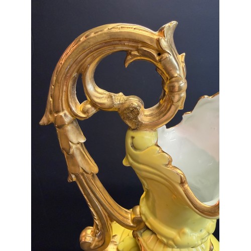 82 - A Royal China Works yellow and gilt decorated ewer, 43cm high.. Grainger works late 19th century 
( ... 