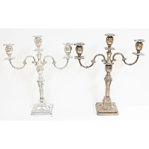 102 - A large pair of Neo Classical style silver candelabra, Barker Ellis Silver Co, Birmingham 1973, each... 