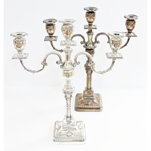 102 - A large pair of Neo Classical style silver candelabra, Barker Ellis Silver Co, Birmingham 1973, each... 