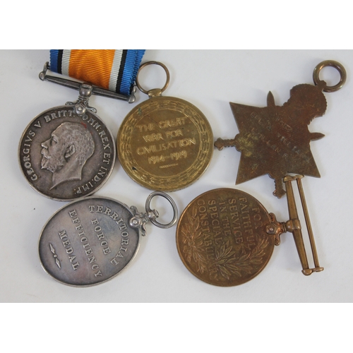 105 - WWI and later medal group including Territorial Force Efficiency medal awarded to Alfred Williams, a... 