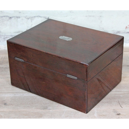 62 - A 19th Century rosewood sewing or work box, having blue velvet lined and tooled leather fitted inter... 