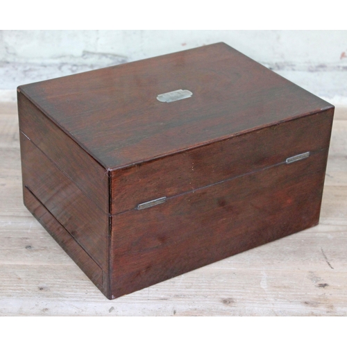 62 - A 19th Century rosewood sewing or work box, having blue velvet lined and tooled leather fitted inter... 