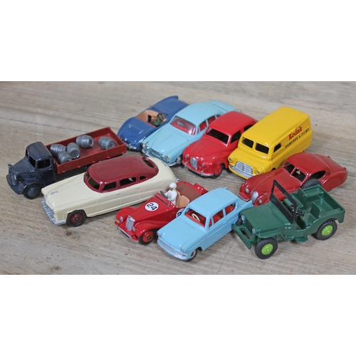 375 - A group of ten diecast model vehicles comprising nine Dinky Toys and one Corgi.