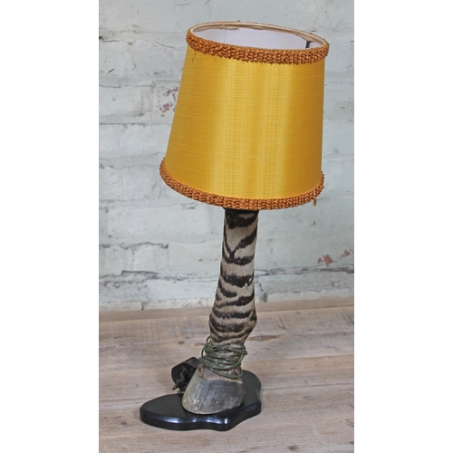 74 - A taxidermy zebra lamp base, and shade, height 55cm.