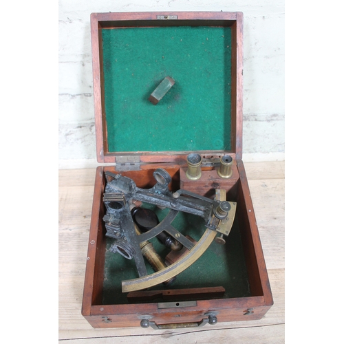 75 - A 19th Century sextant in mahogany box labelled 'Bianchetti'.