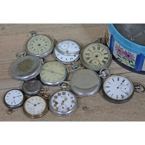 452 - A tin of various pocket watches.