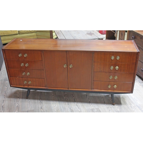 82 - A retro sideboard with brass knobs and black spindle legs, length 163cm, depth 40cm & height 79cm.