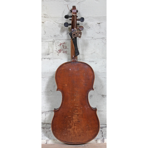 86 - A 19th Century violin and two bows.