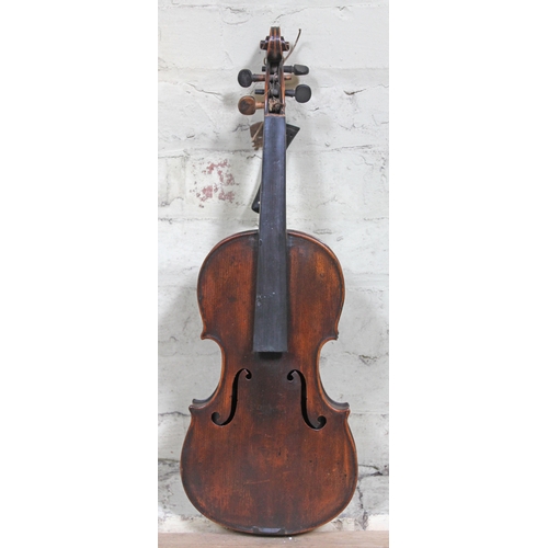 86 - A 19th Century violin and two bows.