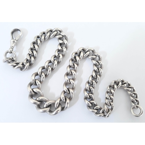 116 - A hallmarked silver Albert chain, length 32cm, gross wt. 107.6g.