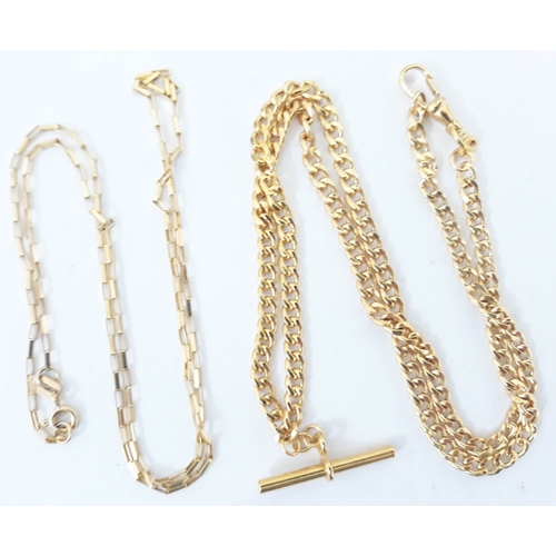 125 - Two 9ct gold chains, length 44cm & 46cm, gross weight 9.5g.