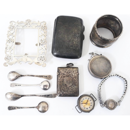 135 - A mixed lot of hallmarked and other silver.