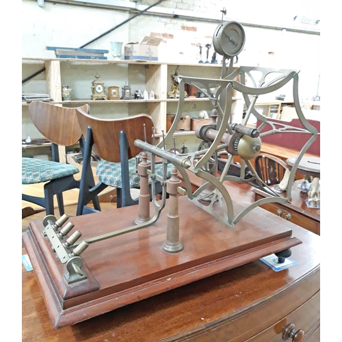 74 - A 19th Century brass wool winder by Goodyear & Co Manchester on mahogany base.