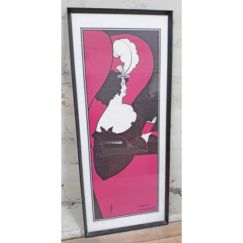 378 - A 1960s print after Aubrey Beardsley, glazed and framed 27cm x 64cm.