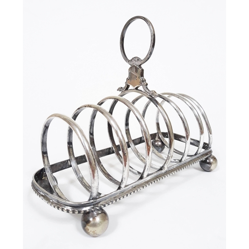 122 - A White Star Line silver plated toast rack, length 18.5cm.