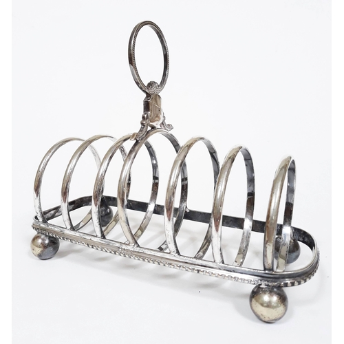 122 - A White Star Line silver plated toast rack, length 18.5cm.