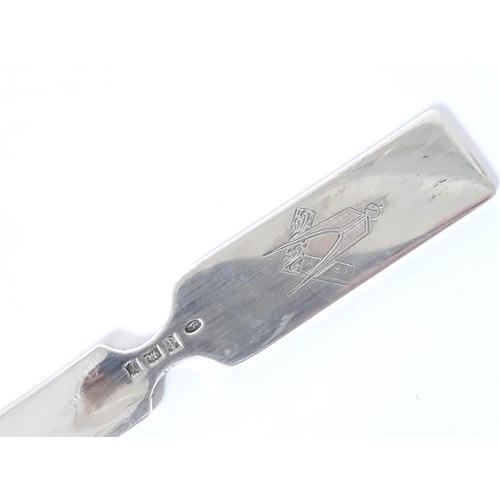 137 - A Masonic hallmarked silver letter opener or paper knife, length 21.5cm, wt. 2 1/2oz.