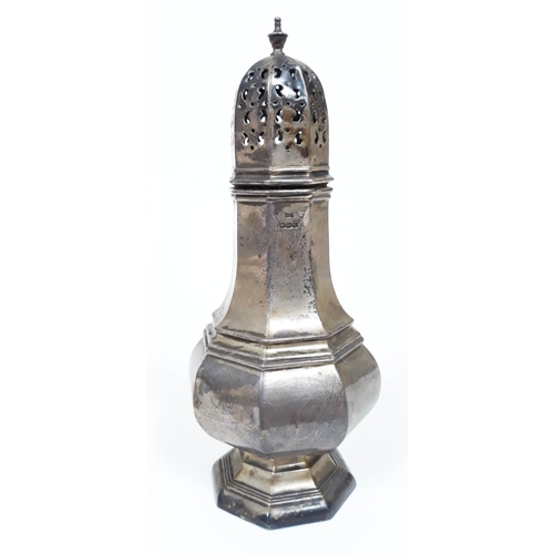 148 - A hallmarked silver sugar castor, height 21cm, wt. 8oz.