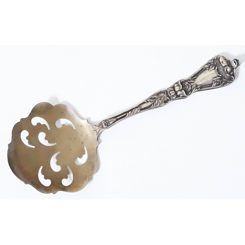 172 - An Art Nouveau style Sterling silver serving spoon, length 16cm.