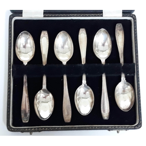 173 - A cased set of six hallmarked silver spoons.