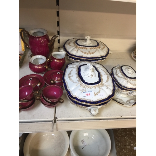 784 - Tureens and a coffee set