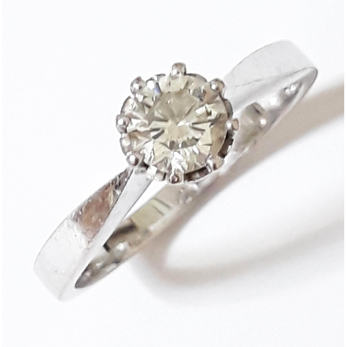 183 - A single stone diamond solitaire ring, the round brilliant cut diamond wt. 0.50 carats, hallmarked 1... 