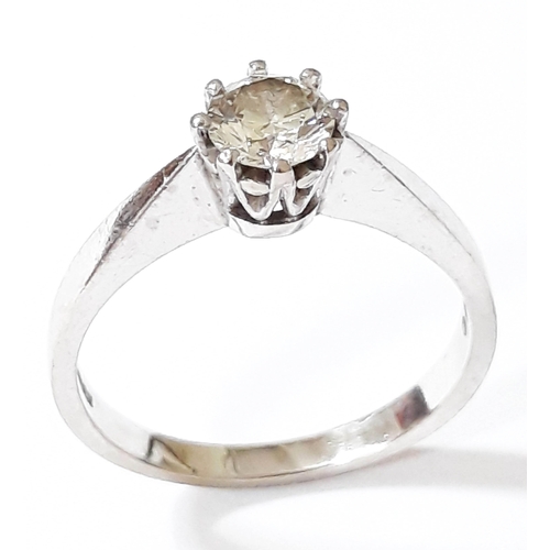 183 - A single stone diamond solitaire ring, the round brilliant cut diamond wt. 0.50 carats, hallmarked 1... 